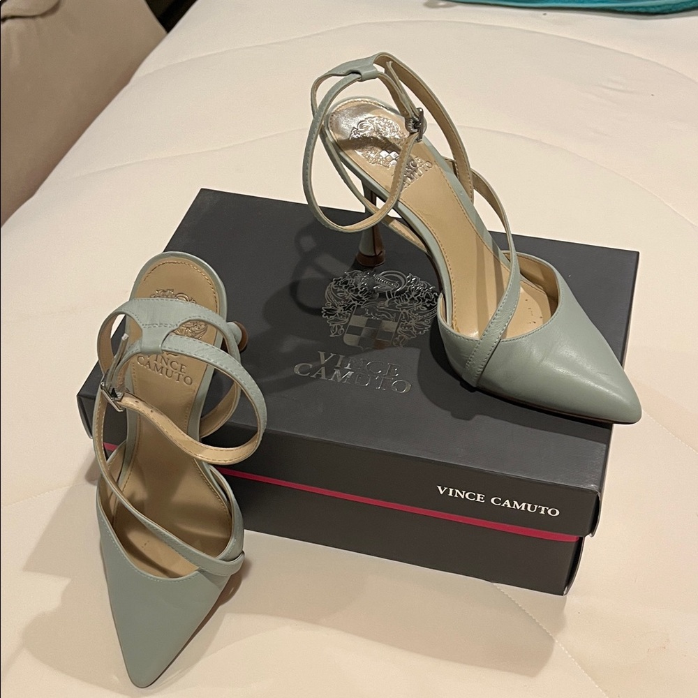 Vince Camuto Women's Gray/Pale Blue Strappy Heels